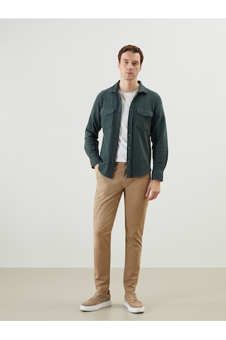 Lcwaıkıkı Classic Haki Slim Fit Uzun Kollu Erkek Gömlek