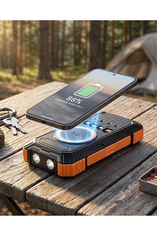 Mey Najmaddin 20000 Mah Powerbank Güneş Enerjili Kablosuz Şarj Hızlı Şarj Taşınabilir Batarya Najmaddin