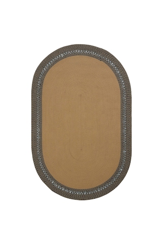 Cool Halı Luke 866 Siyah Oval Halı Paspas Örgü Hasır Kilim Yolluk Bohem Mutfak Balkon Banyo Halısı