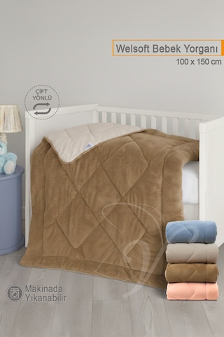 Lüks Welsoft Bebek Yorganı 100x150 Cm Çift Taraflı Kullanım Kuzu Tüyü Yumuşaklığı