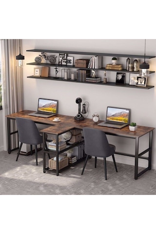 240 Cm Bilgisayar Masası, Ekstra Uzun İki Kişilik Bilgisayar Masa, Oyun Masa 500-c Ceviz