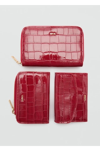 Timsah Derisi Görünümlü Bozuk Para Cüzdanı Kırmızı