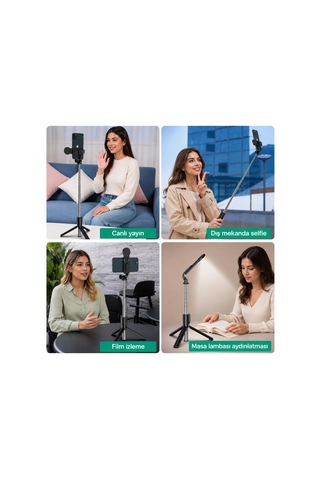 Lexroo Yolans G4 Led Işıklı Selfie Çubuğu Tripod, 113 Cm Uzayabilen Bluetooth Kumandalı Selfie Stick
