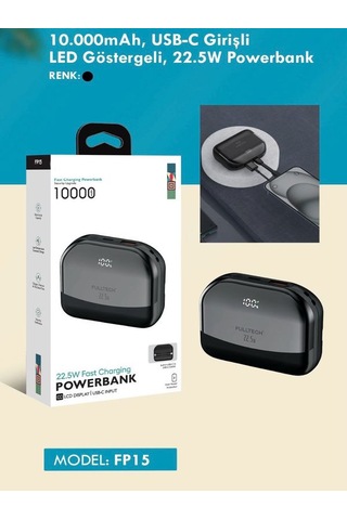 Deanb FP15 10000 mAh h 22.5W Hızlı Şarj Usb-c Giriş Lcd Gösterge Taşınabir Şarj Cihazı