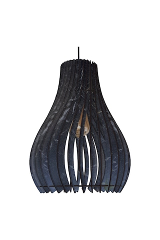 Vialux Modern Ahşap Bohem Rustik Avize Tekli Sarkıt Lamba Mermer Antrasit - Beyaz