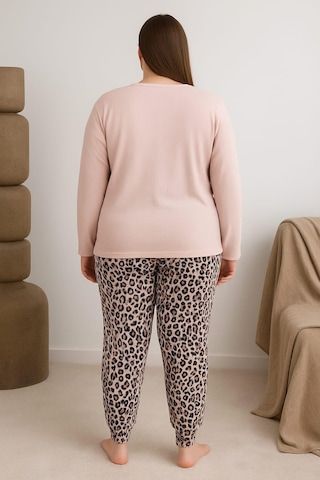 Kadın Büyük Beden Raporlı 0251 Pijama Takımı Vizon Vizon