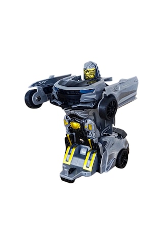 Transformer Robot Çek Bırak Kendinden Robota Dönüşen 1:32 Gri Camaro Oyuncak Araba Gri