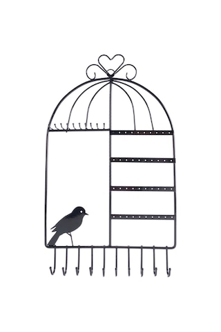 Siyah Metal Bayan Küpe Kolye Standı Dekor St1-47Sy