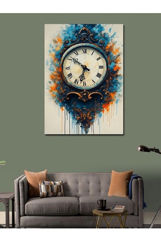 Kanvas Tablo Mavi Desen Eski Saat 70cmx100cm
