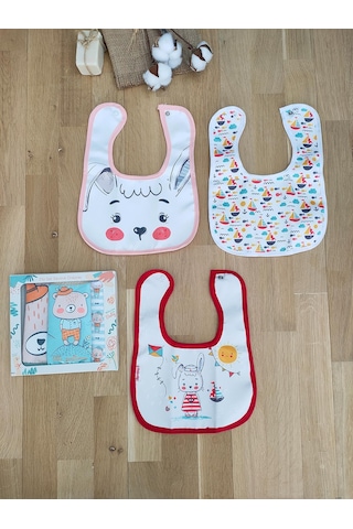Çift Katlı Çıtçıtlı Su Geçirmez Bebek Mama Ve Salya Önlük 3 Adet Stl5139