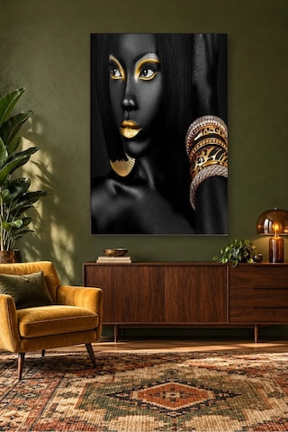 Fida Altın Göz Farlı Ve Bilezikli Afrikalı Kadın Canvas Tablo Çok Renkli