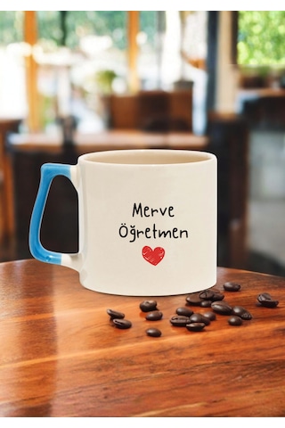 Öğretmenler Günü Kişiye Özel Renkli Kulplu Öğretmen Kupası Mavi