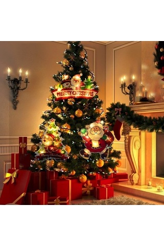 Dancemonkey 5 Parça Noel Penceresi Işıkları, Akıllı Pil İle Çalışan Vantuzlu İç Ve Dış Dekorasyonu Çok Renkli Çok Renkli