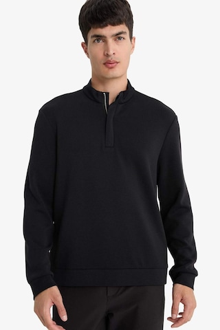 Defacto Regular Fit Dik Yaka Yarım Fermuarlı Sweatshirt F2821ax25aubk81 Siyah