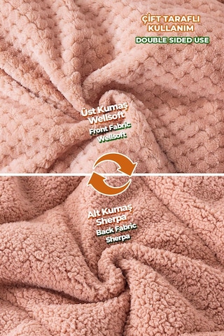 Ultra Yumuşak Çift Taraflı Wellsoft Peluş Yorgan Çift Kişilik Yıkanabilir 200x220 Cm Pudra Pudra