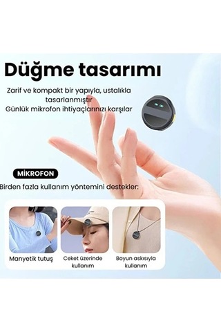 Vtn-004 2 Adet Profesyonel Kablosuz Yaka Mikrofonu Typce Uyumlu Manyetik Klipsli