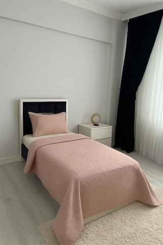 Powderlove 2 Parça Tek Kişilik Yatak Örtüsü 180x235 Cm Pudra Pudra