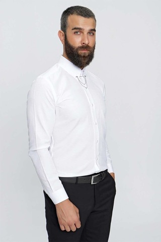 Gk 646 Beyaz Klasik Gömlek Beyaz