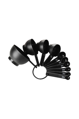 Neevoyu Siyah Pp Malzeme Ölçme Kaşığı Seti 10 Adet - Ergonomik Tutamaklı, Yığılabilir, Anti Kayma, Hassas Ölçüm, Mutfak Ve Pastacılık İçin Diğer