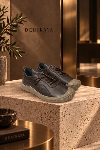 Derikaya Urban Erkek Kahverengi Delikli Yan Panel Detaylı Bağcıklı Sneaker