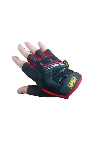 Mechanix Yarım Parmak Eldiven- Taktik Destekli Kadın&erkek Unisex Eldiven L-kırmızı Kırmızı