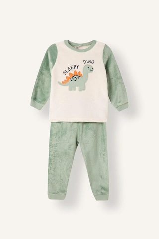 Defacto Dinozor Baskılı Pelüş 2li Pijama Takımı Erkek Bebek I2368a526cwkh434 Haki-kh434