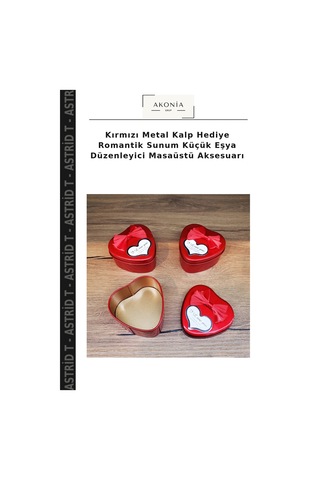 Kırmızı Metal Kalp Hediye Romantik Sunum Küçük Eşya Düzenleyici Masaüstü Aksesuarı
