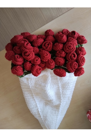 Kırmızı Gül Buketi Battaniye Koyu Kırmızı