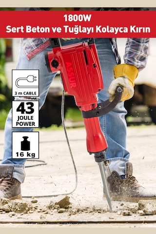 Assur 1800W Darbeli 16 Kg Kırıcı Delici Hilti - 1787