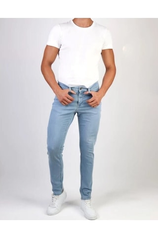 Slim Fit Likralı Erkek Kot Pantolon 30 Buz Mavi