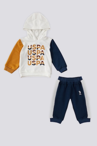 U.s. Polo Assn. Kapüşonlu Beyaz Bebek 2'li Takım Beyaz