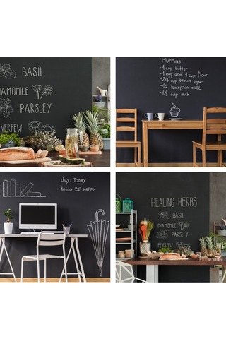 Springsun 45x200cm Magnetik Vinyl Siyah Tahta Sticker - Öğretim, Ofis Ve Ev İçin Yeniden Kullanılabilir Yazma Ve Çizim Paneli Siyah
