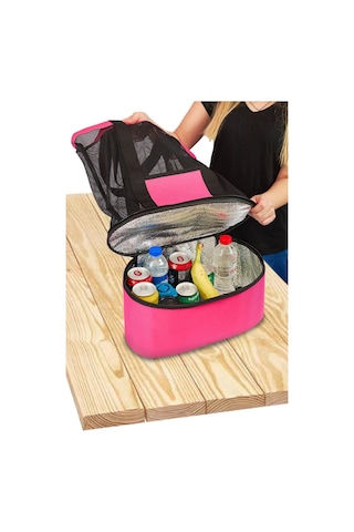 Plaj Çantası Kamp Piknik Termos Soğutuculu Soğuk Tutucu Çanta Buz Pembe