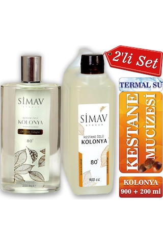 Simav Synaus Kestane Özlü ve Termal Sulu Kolonya 2'li Set 900 ML + Cam 200 ML
