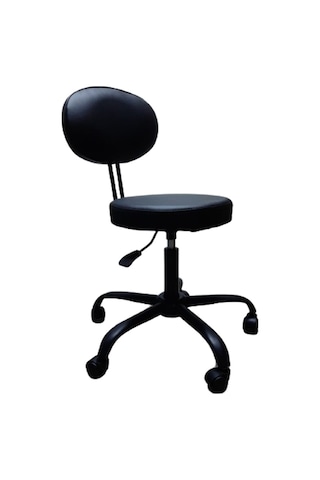 Sırtlıklı Tabure Siyah Metal Ayaklı