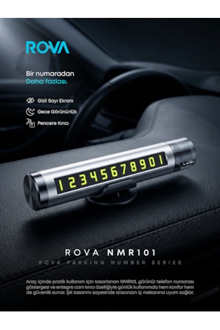 Rova Nmr101 Araç İçi Park Telefon Numaratörü Cam Kırıcı Ve Emniyet Kemeri Kesicili 1 Set