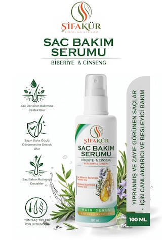 Şifakür Biberiye Ginseng Kafein Vitamin B3 Biyotin Keratin Saç Bakım Serumu 100 ML