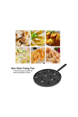 Hangfox 7 Delikli Alüminyum Teflon Tava - Hızlı Pişirme, Enerji Tasarruflu, Ev Ve Restoran Mutfakları İçin Yumurta/hamburger Kalıbı Siyah
