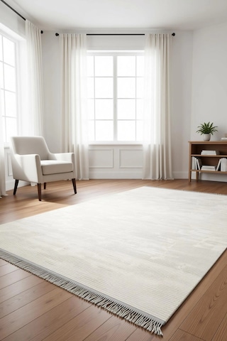 Modern Halı Dekoratif Kilim Krem Renk