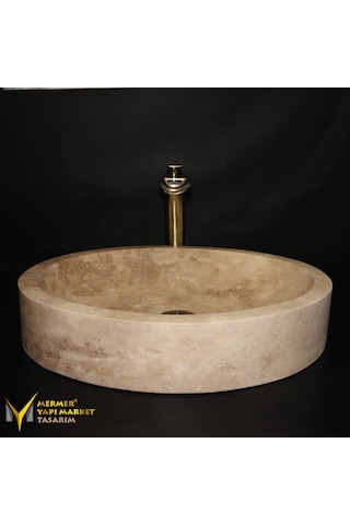 Traverten Oval Tasarım Lavabo