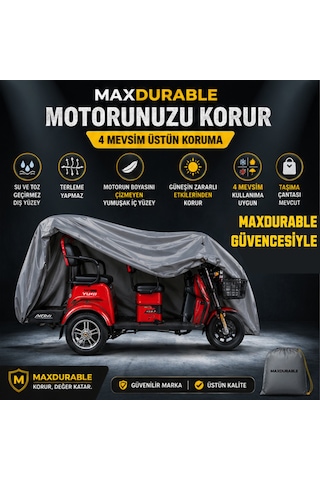 Volta Vm6 4 Tekerlekli 1 Kişilik Motosiklet Brandası Su Geçirmez 4 Mevsim Boya Dostu Motor Brandası + Taşıma Çantalı 3k