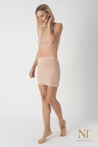 Nt Underwear Bambu Mini Etek Astarı, Mini Jupon - Doğal Kumaş, Modern Kalıp. Bej