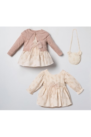 Cocosiss Trıko Prenses Dress Çantalı Takım Kahverengi