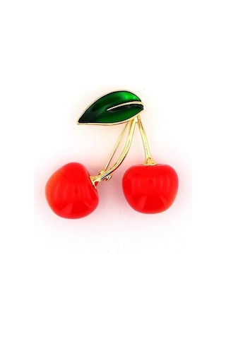 Solfera Kiraz Şeklinde Meyve Metal Yaka İğnesi Rozet Broş Rz154