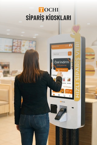 27 Inç Fhd Dokunmatik Ayaklı Self Servis Ödeme Ve Sipariş Kiosku Android