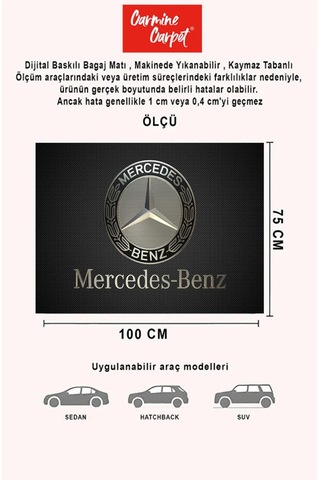 Dijital Baskı Dekoratif Mercedes Desen Araba Bagaj Matı Yıkanabilir Bagaj Havuzu