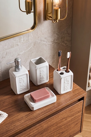 Perotti 13891-2 Well Stoneware 4 Parça Banyo Seti Beyaz