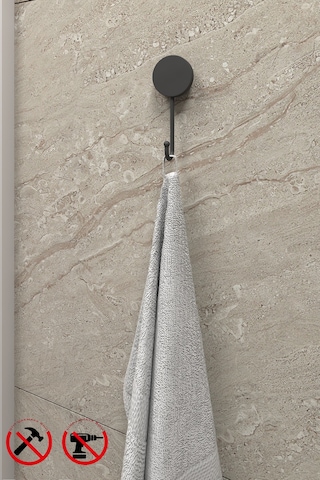 Alper Banyo Yapışkanlı Siyah TŞ01 Banyo ve Mutfak Rafı Siyah Banyo Duş Askısı 1 Adet Mat Siyah