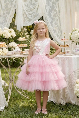 Pamina Kız Çocuk Balon Aksesuarlı Simli Tütülü Elbise Pembe 3-7yaş 36028pr-2783