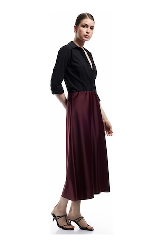 Koton Standart Bel Kloş Midi Boy Saten Etek Bordo 6wak70043uw Bordo